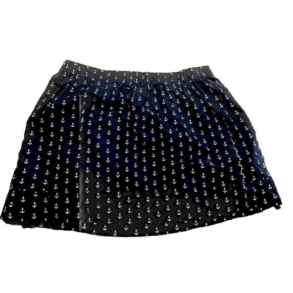 Womens J.Crew Navy Blue Nautical Lined 100% Cotton Elastic Skirt Size M Pockets! - Picture 2 of 3